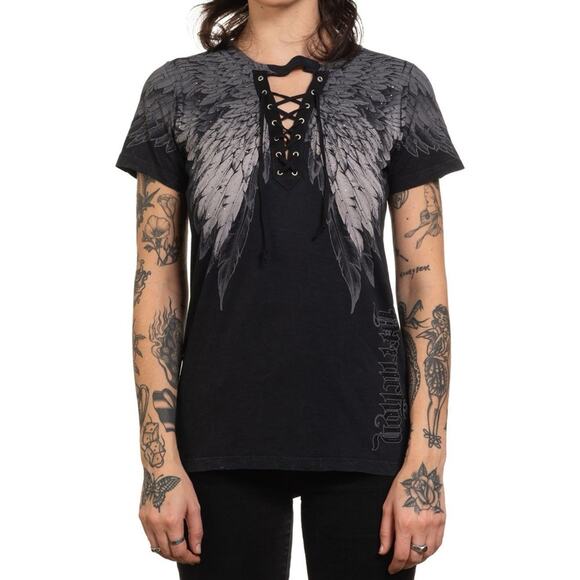 AFFLICTION Age of Winter Short Sleeve Tee Size L New with Tag MSRP $58 SOO - Picture 1 of 8